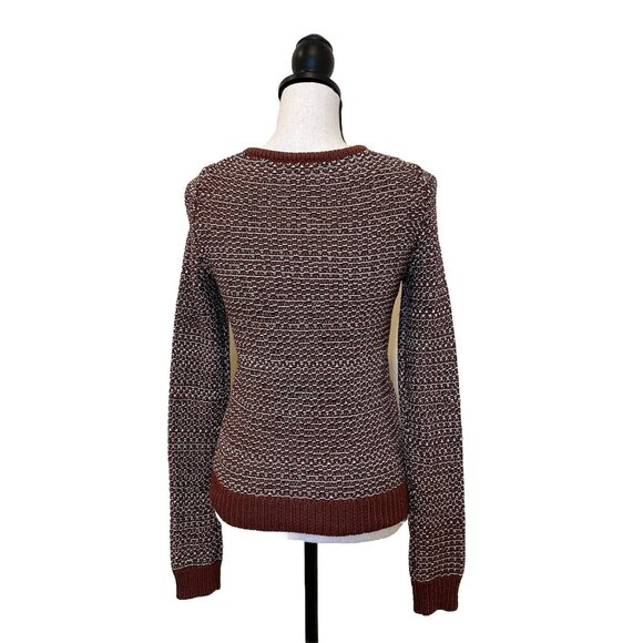 Theory Sweater Women’s XS Brown & White Knit Button Up Cardigan No Size Tag - Picture 2 of 9